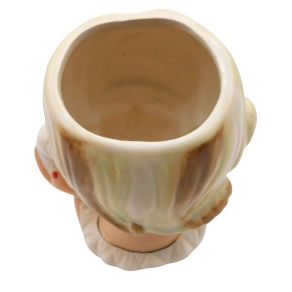 Ceramic Lady Head Vase Phone Telephone Girl Blonde Hair Planter 6" FLAW - Picture 4 of 7